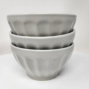 3 Anthropologie Matte Latte Earthenware Cereal Soup Bowls Light Grey Portugal